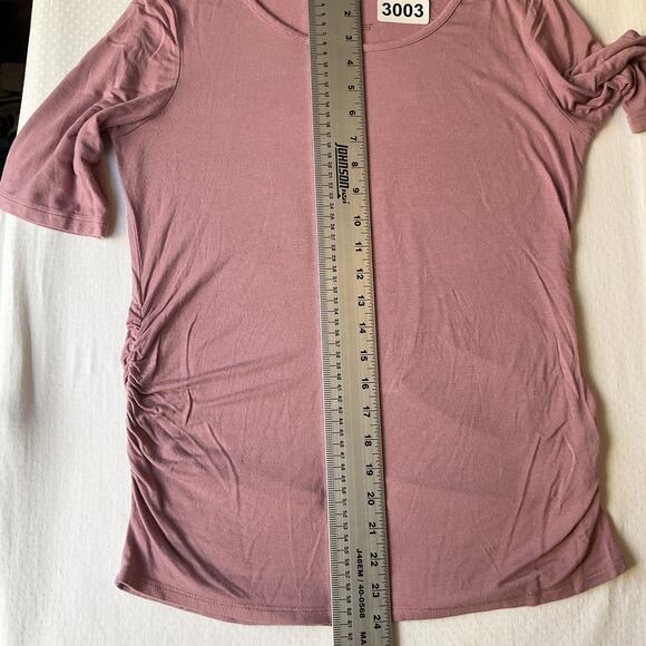 A:glow Maternity Women Shirt Size M Mauve Ruched Scoop Neck Pullover Stretchy - Picture 6 of 7